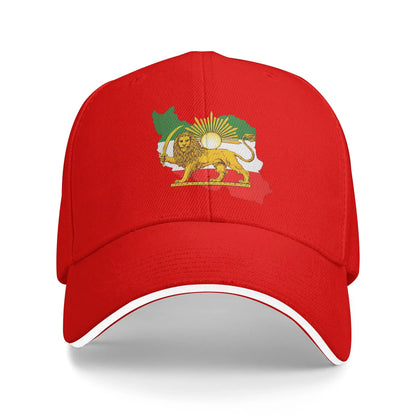 Iran Flag Map With Lion And Sun Emblem Vintage Baseball Caps