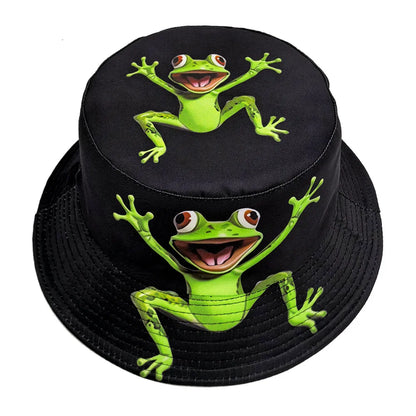 Funny Cartoon Frog Pattern Panama Hats Summer Sunscreen