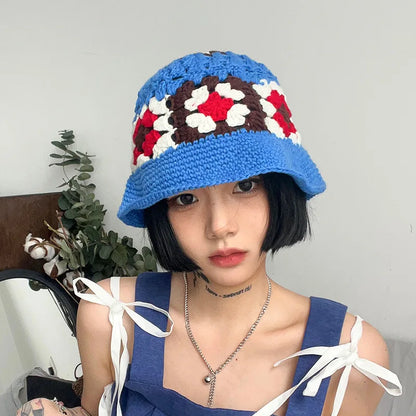 Women's Hollow Flower Crochet Bucket Hat