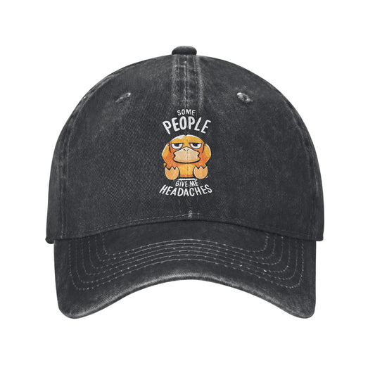 Pokemon Psyduck Give Me Headaches Distressed Denim Baseball Cap