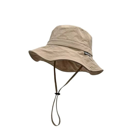 Waterproof Drawstring Wide Brim UV Protection Bucket Hat