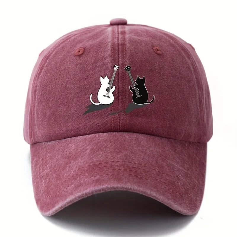 Cat Guitar Pattern Lightweight Duckbill Baseball Cap