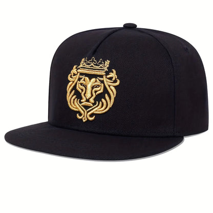 Men Women Lion Embroidered Snapback Cap