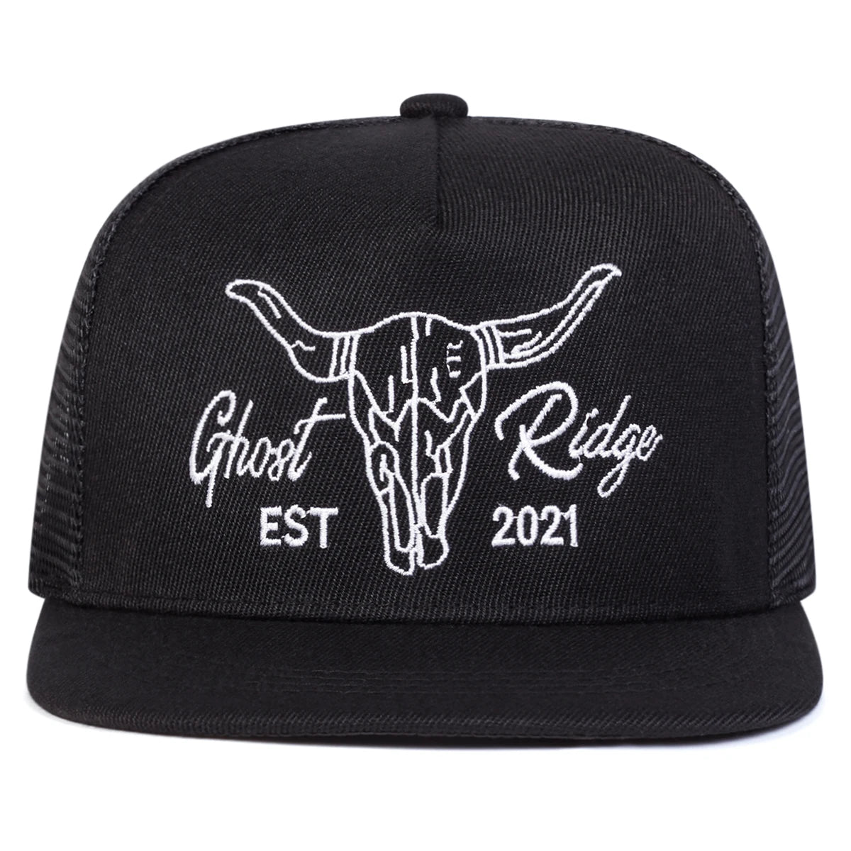 Ox Head Letter Embroidered Mesh Snapback Cap