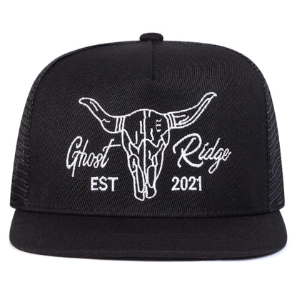 Ox Head Letter Embroidered Mesh Snapback Cap