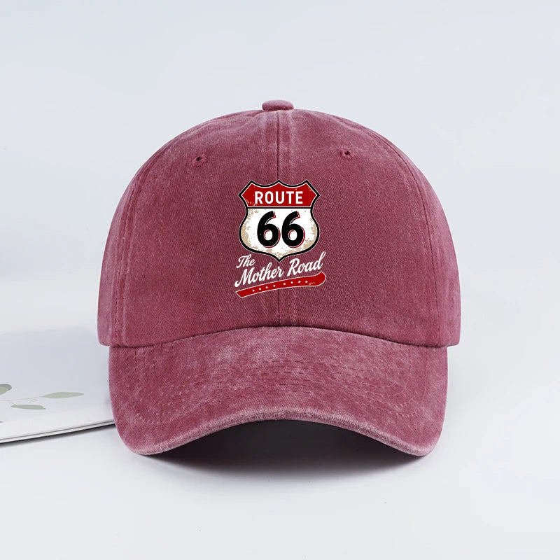 Vintage Route 66 Washed Baseball Cap