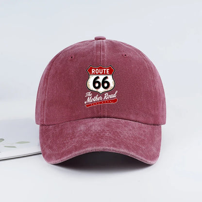 Vintage Route 66 Washed Baseball Cap