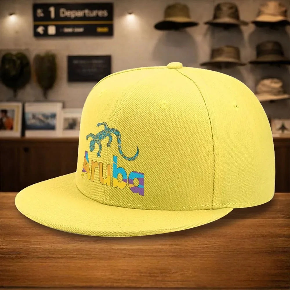 Aruba Lizard Geometric Pattern Casual Snapback Cap