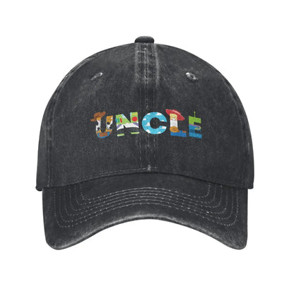 Uncle Family Birthday Distressed Denim Baseball Cap