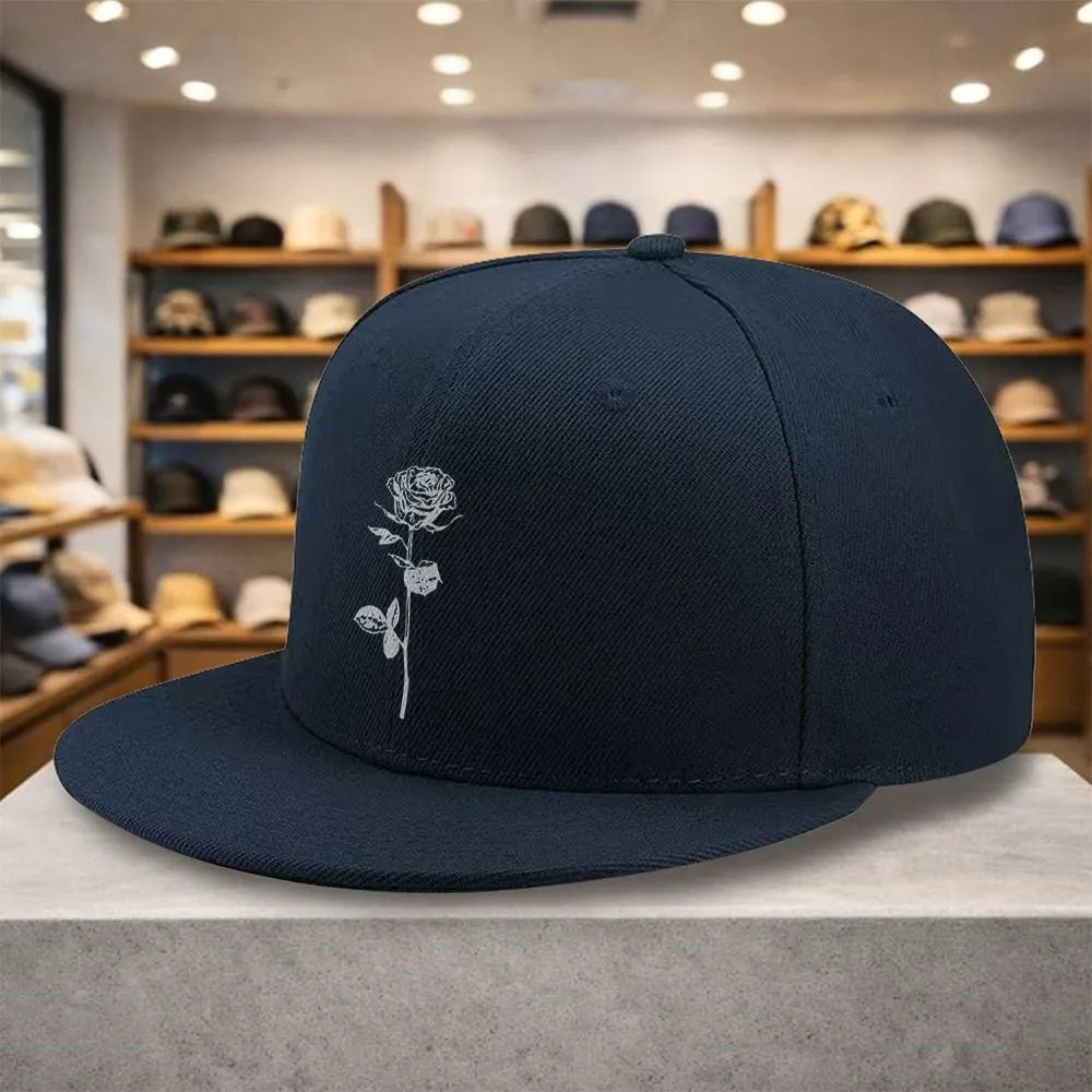 Rose Line Art Snapback Cap