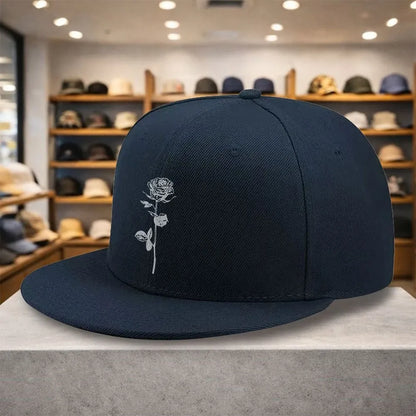 Rose Line Art Snapback Cap