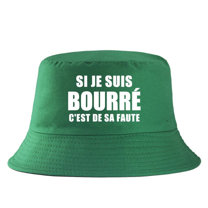 French Print Reversible Cotton Bucket Hat Unisex