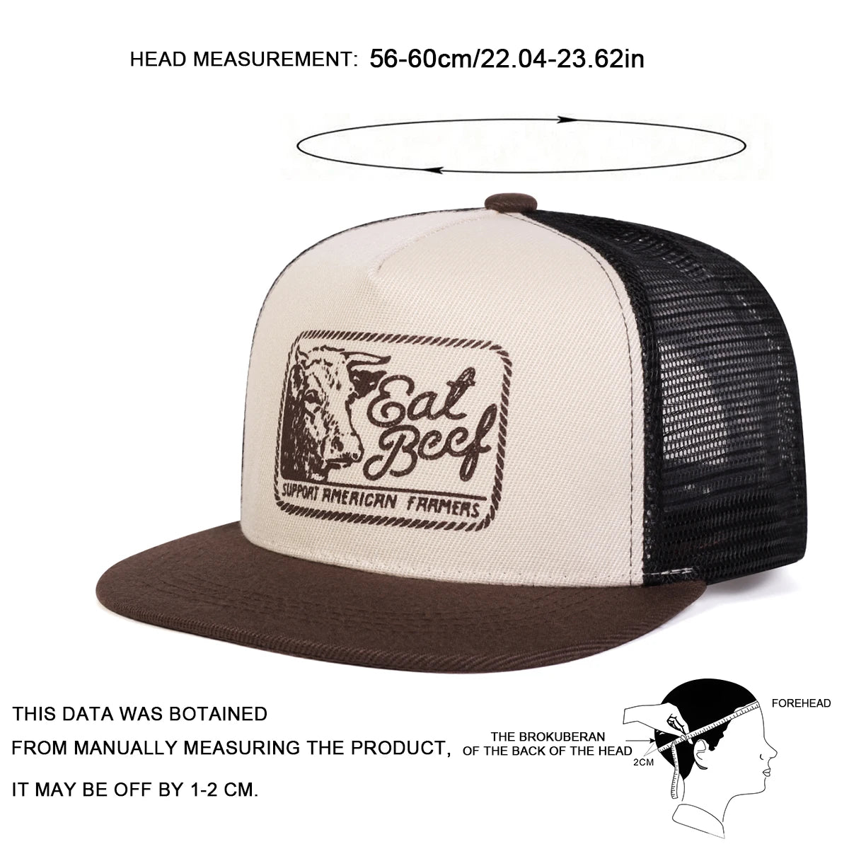 EAT BEEF Embroidery Casual Snapback Cap