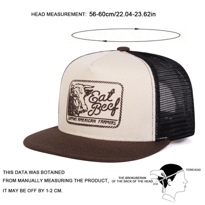 EAT BEEF Embroidery Casual Snapback Cap
