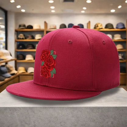 Red Rose Floral Square Snapback Cap
