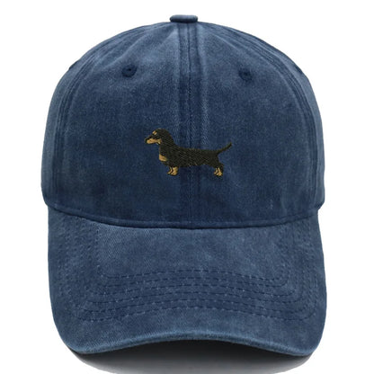 Vintage Washed Dachshund Embroidered Baseball Cap