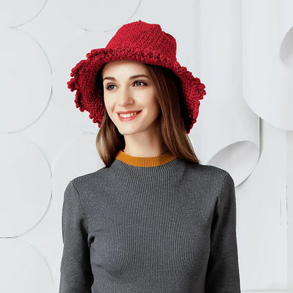 Women Thick Wool Knitted Winter Bucket Hat