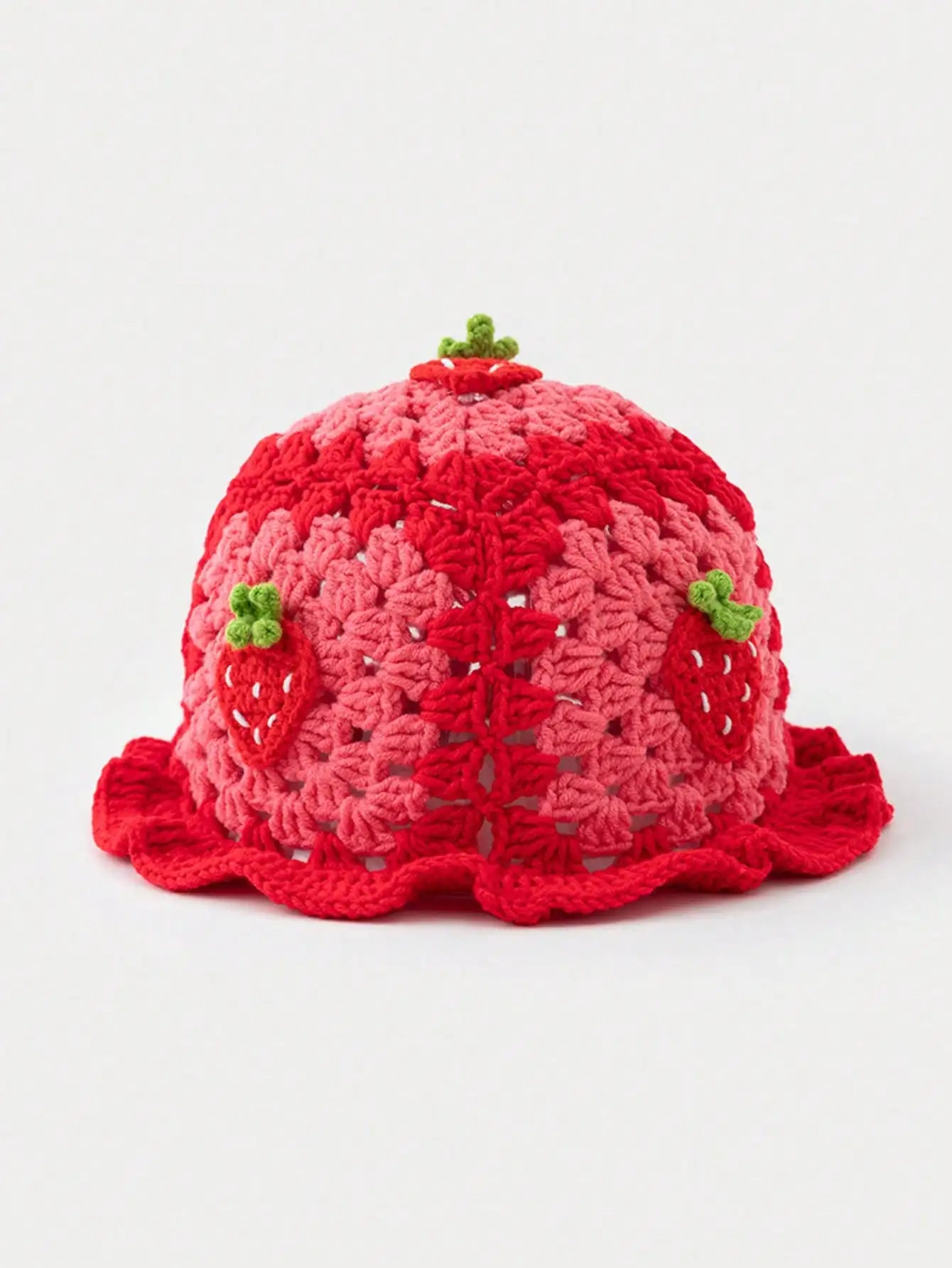 Women Bohemian Crochet Strawberry Fisherman Hat