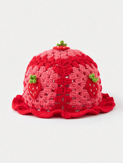Women Bohemian Crochet Strawberry Fisherman Hat
