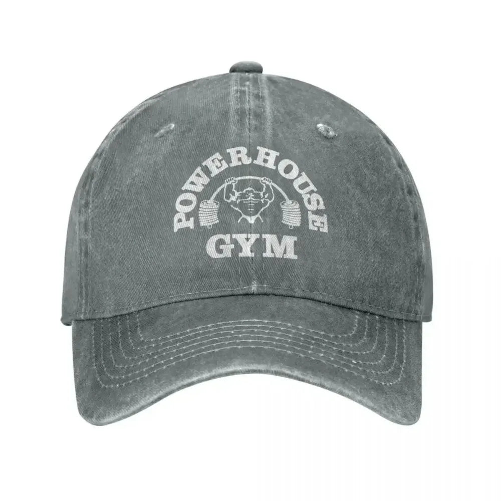 Classic Denim Powerhouse Gym Baseball Caps For Men Women Summer Adjustable