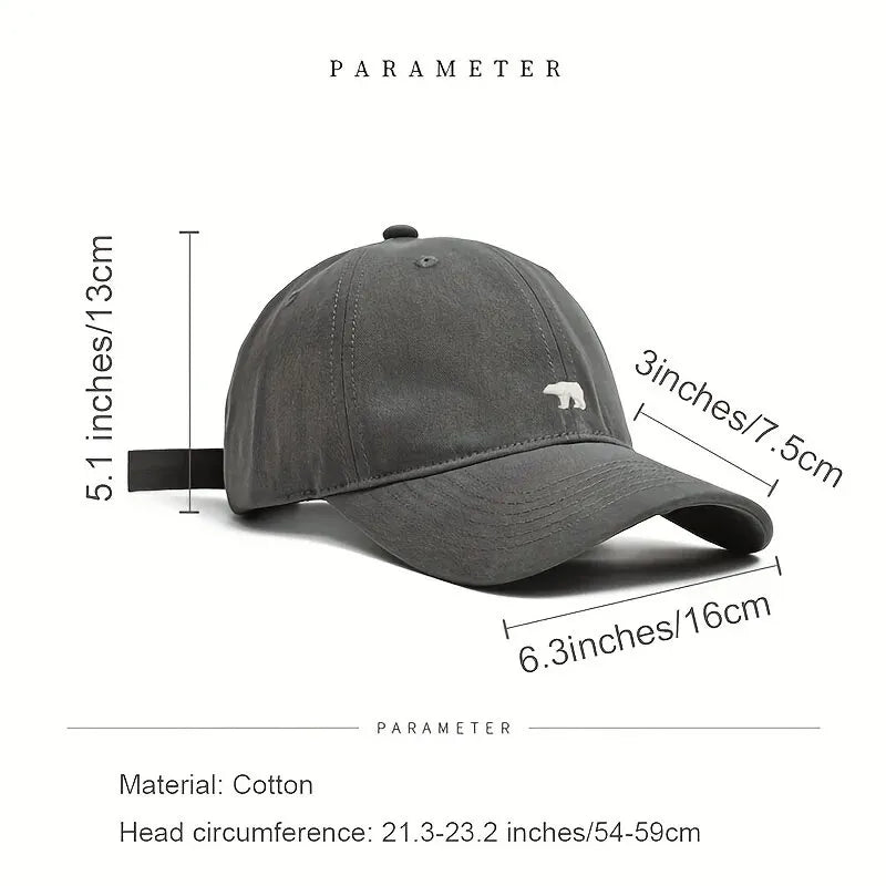 Stylish Bear Embroidered Baseball Cap Sun Protective