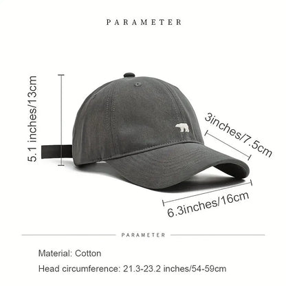 Stylish Bear Embroidered Baseball Cap Sun Protective