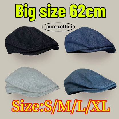 Cotton Big Size Men Summer Beret Women Retro Flat Cap