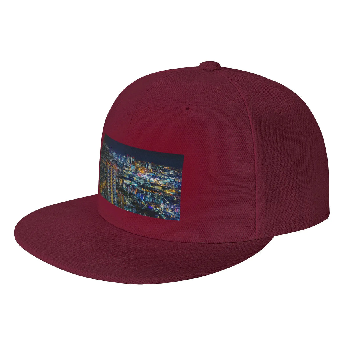 Vibrant Neon Cityscape Illuminated Skyscrapers Night Snapback Cap