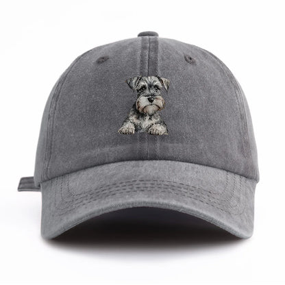 1pc Schnauzer Print Washed Baseball Cap For Adults