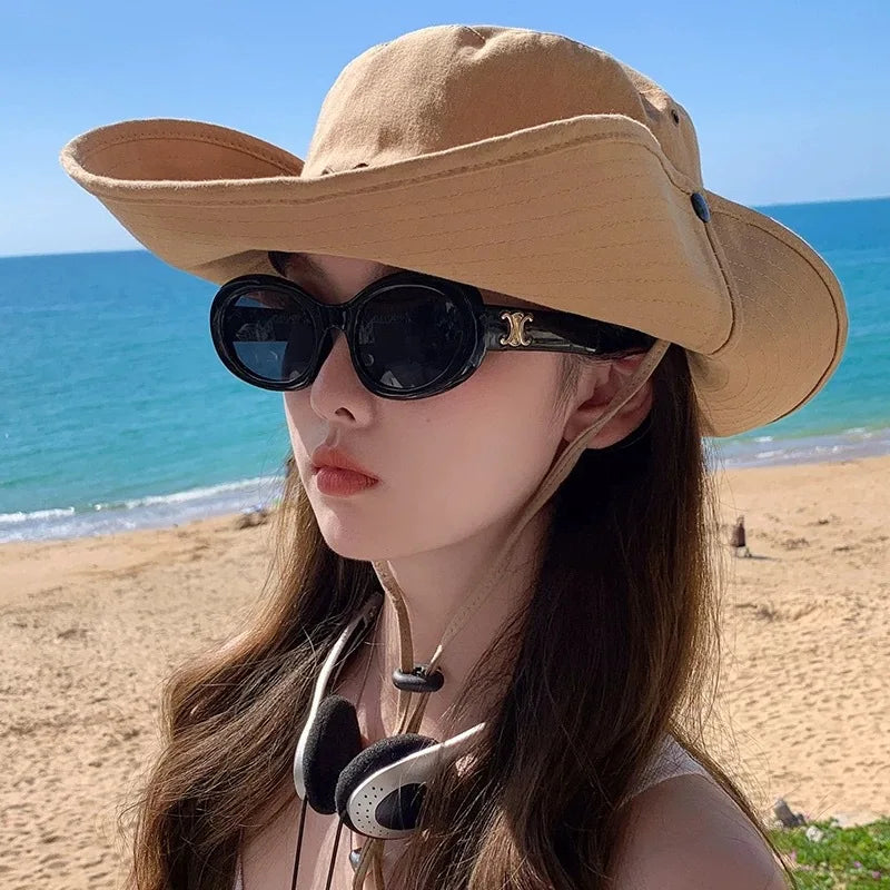 Adjustable Wide Brim Western Cowboy Bucket Hats