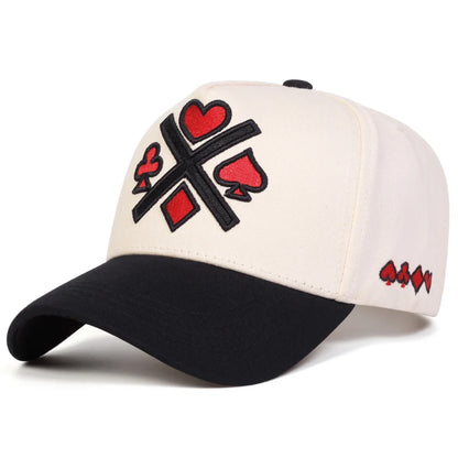 Unisex Poker Embroidery Baseball Caps Spring Autumn Outdoor
