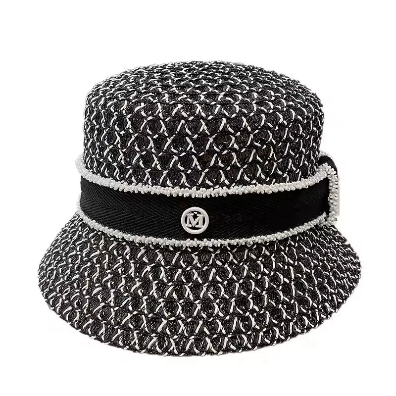 Women's British Houndstooth Top Hats Sun Hats
