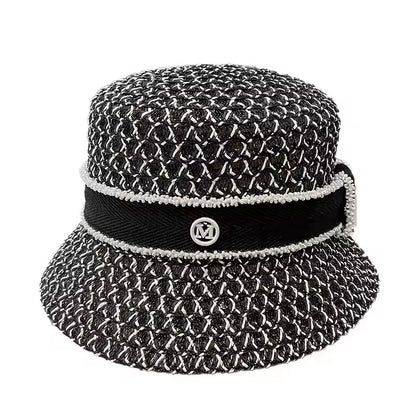 Women's British Houndstooth Top Hats Sun Hats