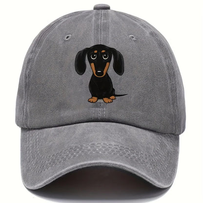 Dog Embroidery Washed Baseball Cap