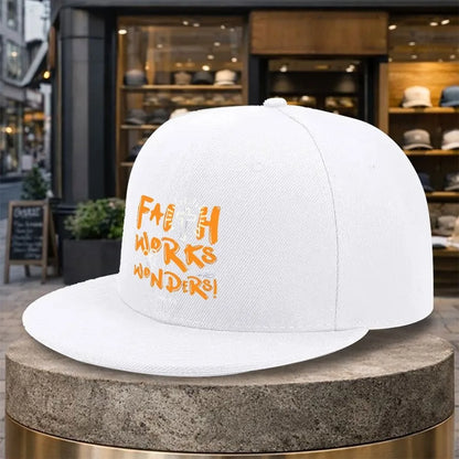 Faith Works Cross Print Snapback Cap