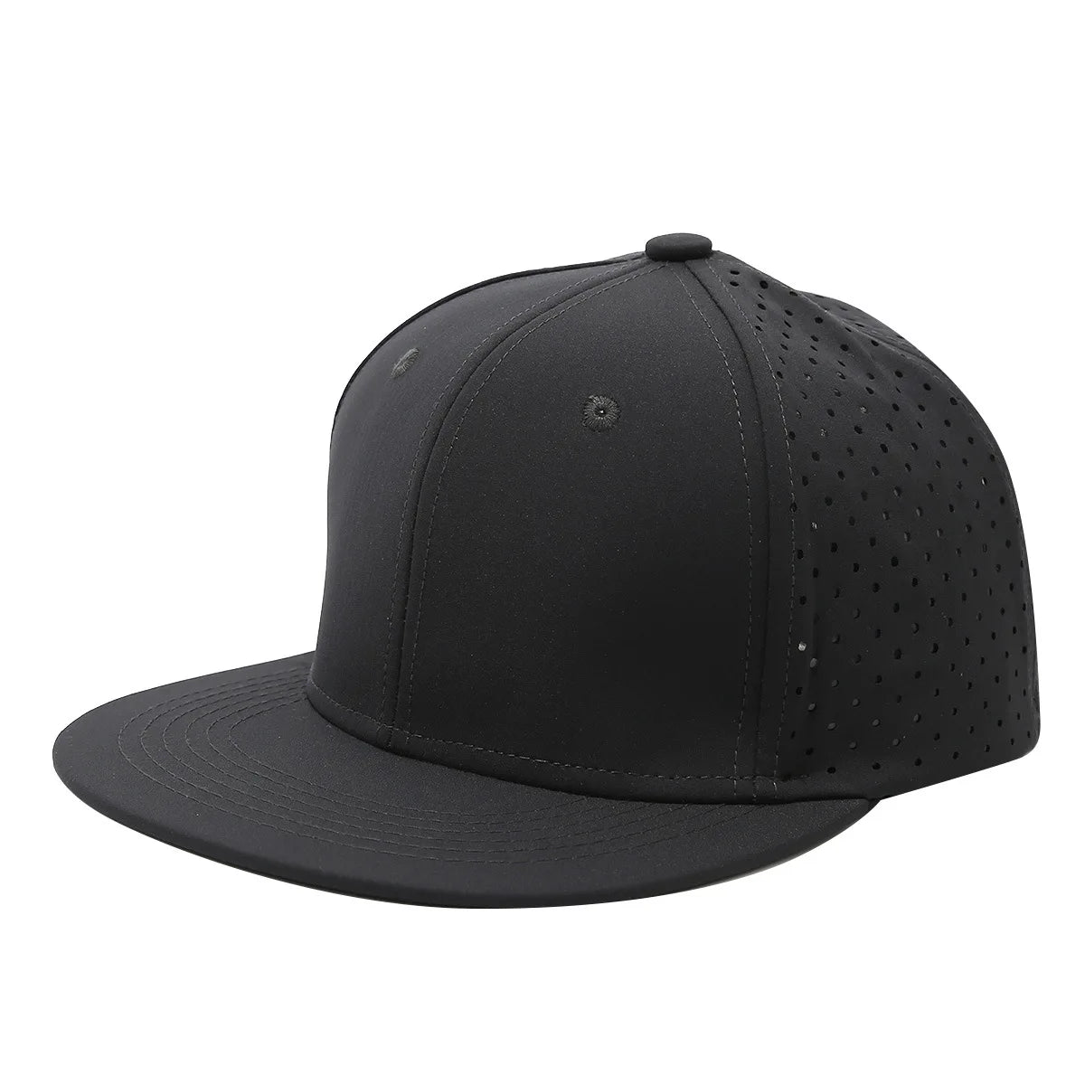 Full Closed Flat Brim Breathable Mesh Snapback Cap
