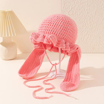 Women Fluffy Ruffled Crochet Fisherman Bucket Hat