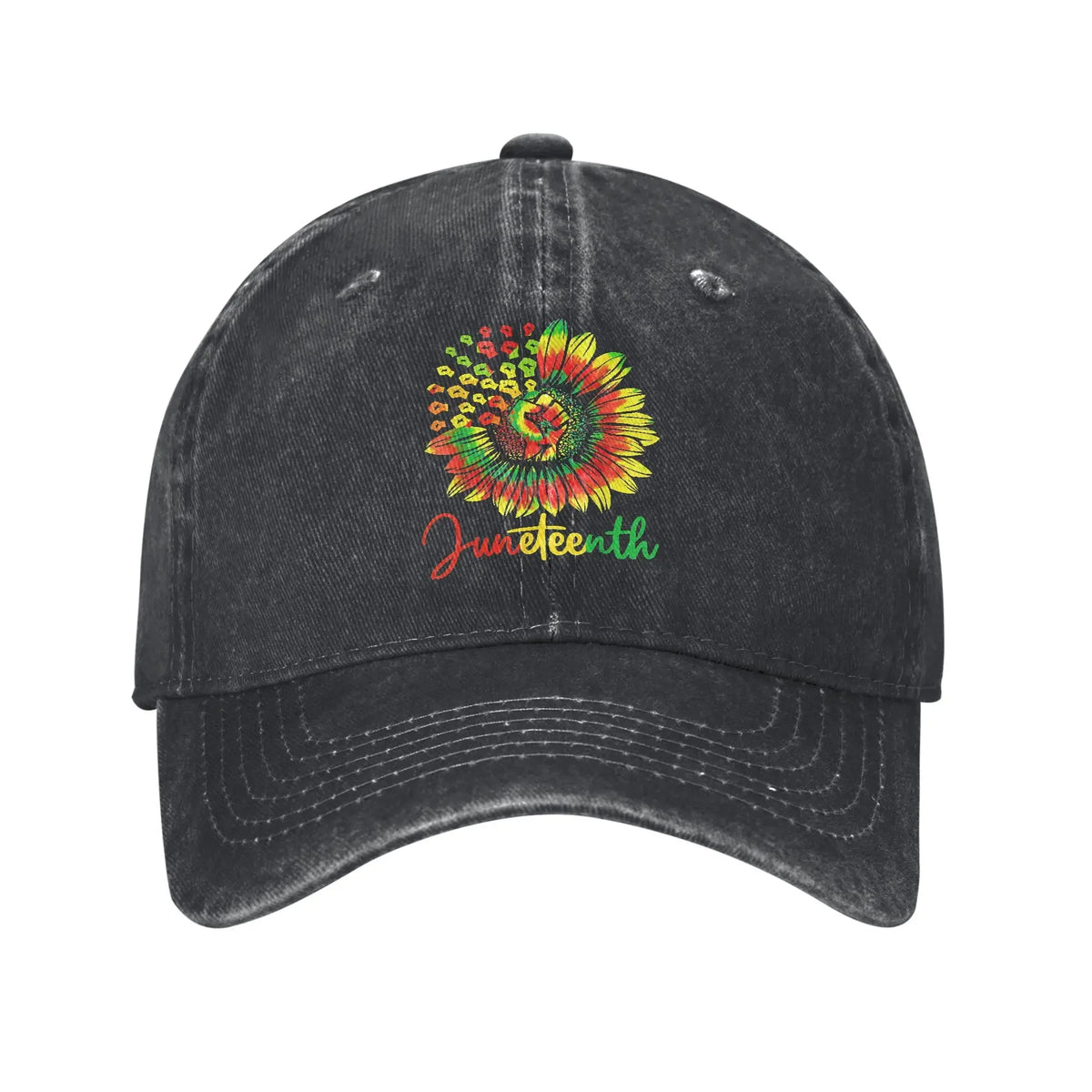 Juneteenth Black Periodic Distressed Washed Baseball Cap