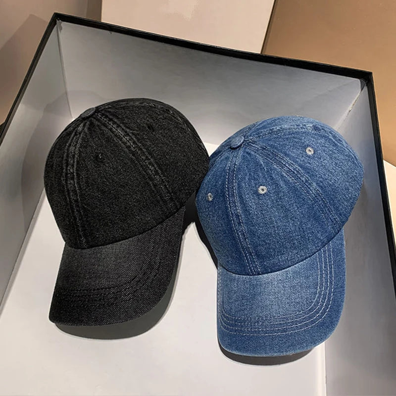Fashion Denim Baseball Cap For Women Men Solid Color Adjustable Outdoor