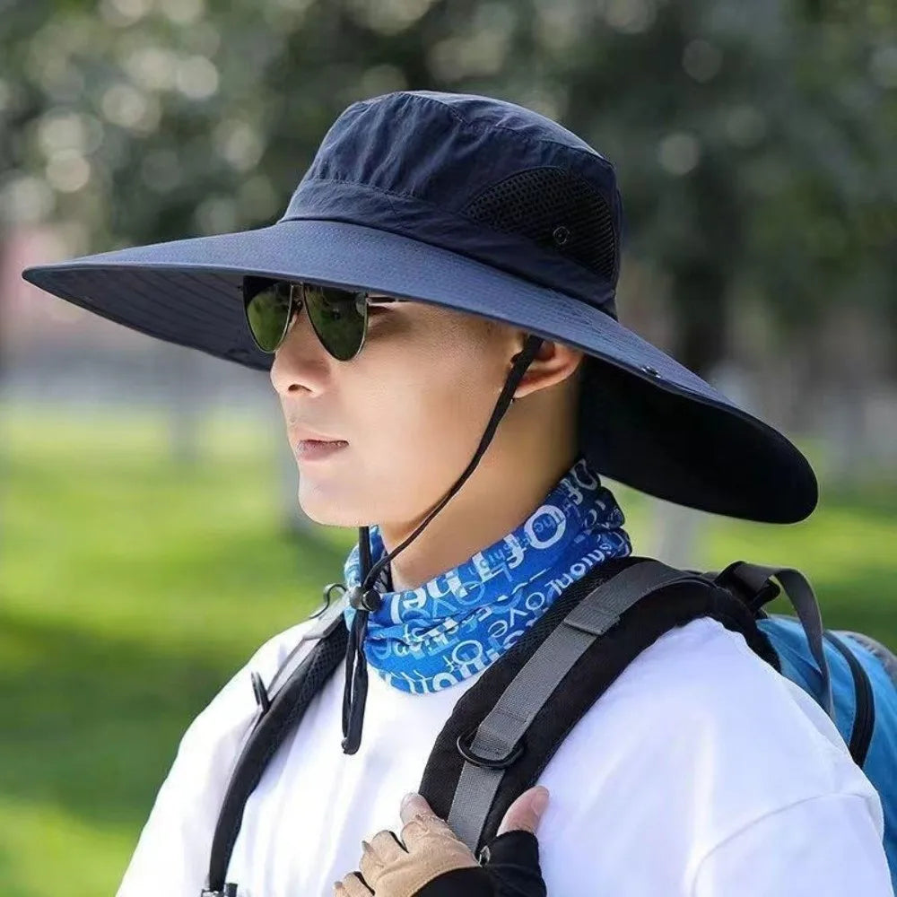 Portable UV Sun Protection Wide Visor Brim Hat 15cm