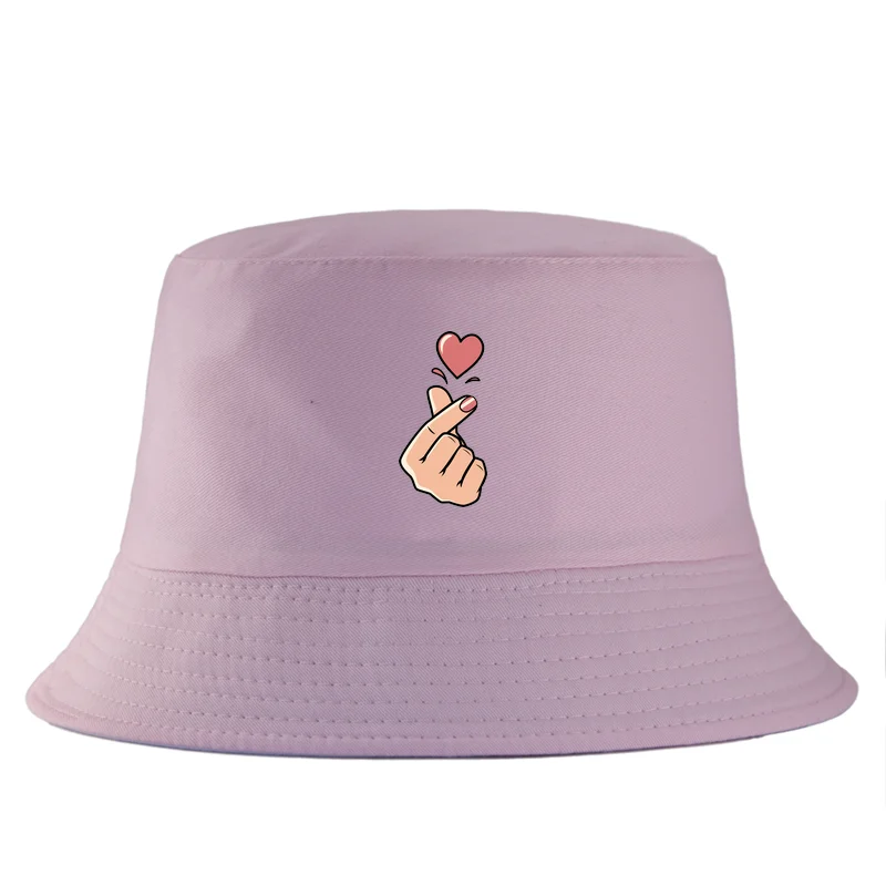 Korean Finger Heart Summer Cotton Bucket Hat