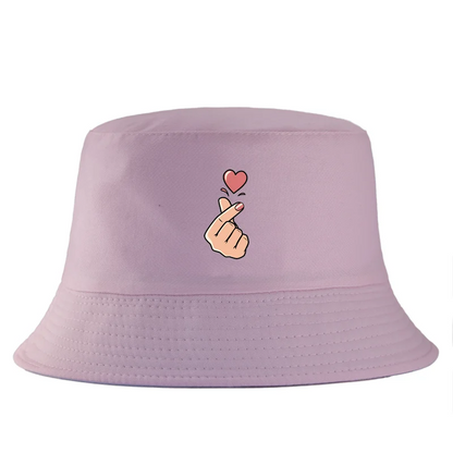 Korean Finger Heart Summer Cotton Bucket Hat