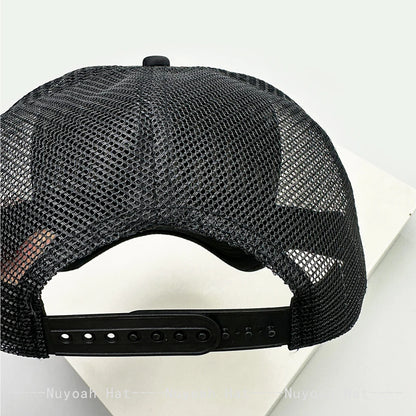 Cartoon Graffiti Printed Colorblock Mesh Snapback Cap