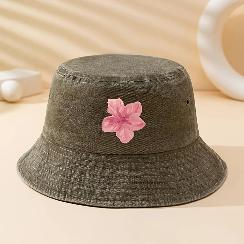 Pink Floral Print Outdoor Bucket Hat