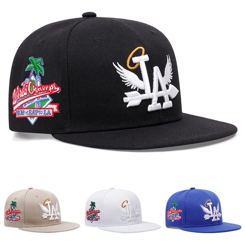 LA Wings Embroidered Flat Brim Mesh Snapback Cap