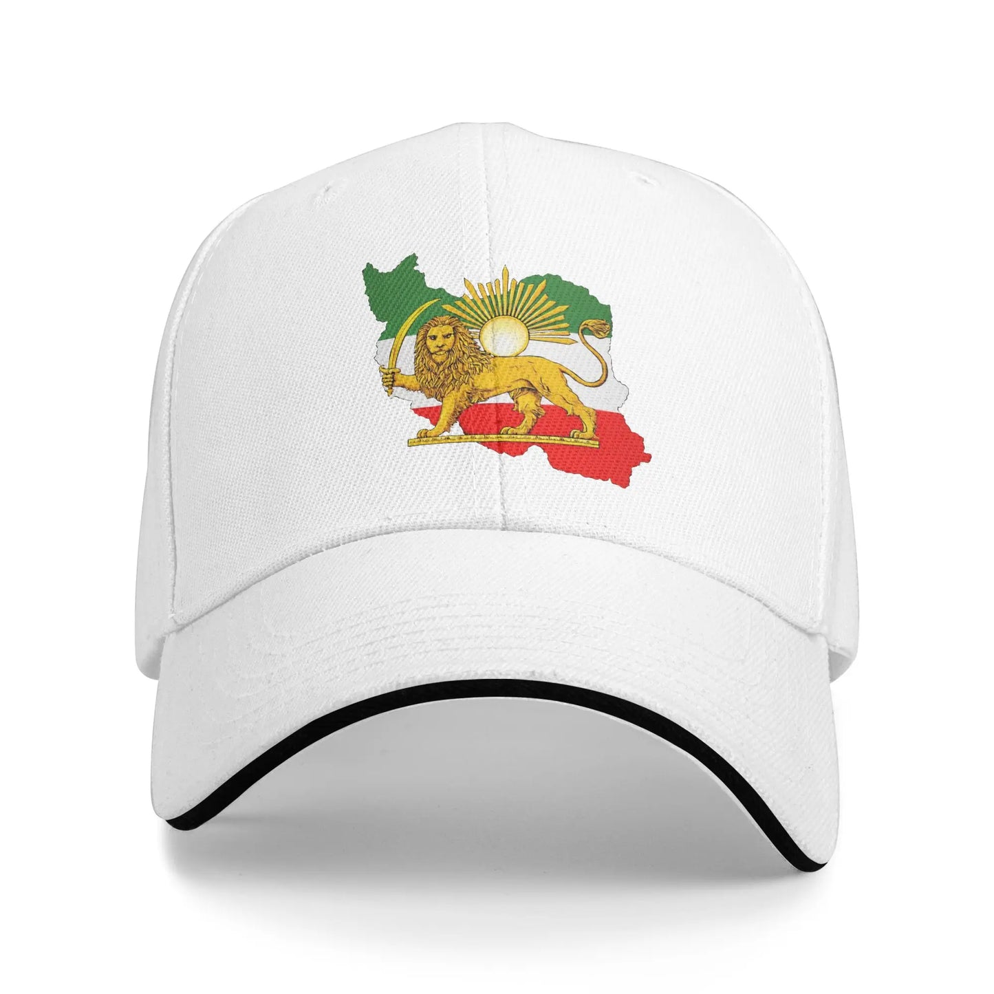 Iran Flag Map With Lion And Sun Emblem Vintage Baseball Caps