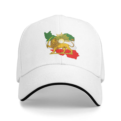 Iran Flag Map With Lion And Sun Emblem Vintage Baseball Caps