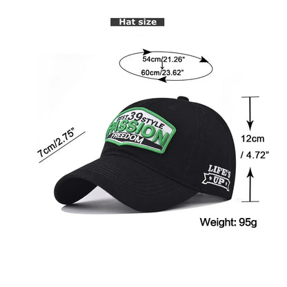 Unisex Cotton Washed Baseball Cap Men Letter Embroid Vintage