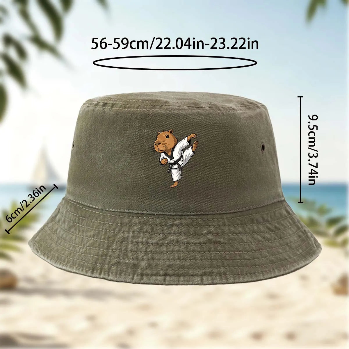 Printed Capybara Casual Bucket Hat