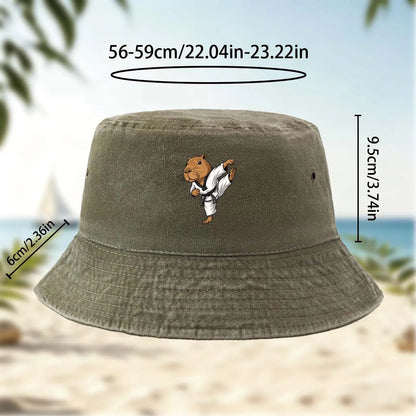 Printed Capybara Casual Bucket Hat